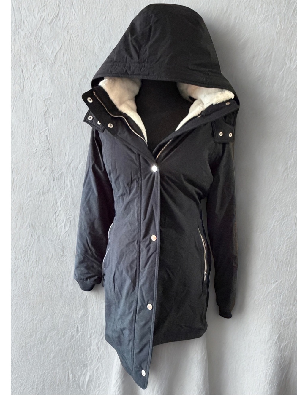 Hollister Black Hooded Puffer Coat